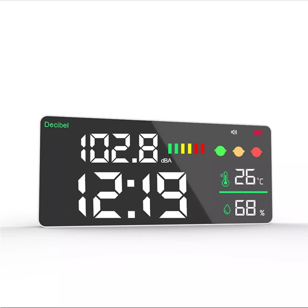 Wall Mounted Sound Level Meter 30‑130dB 11in 4 In 1 Decibel Meter For Classroom